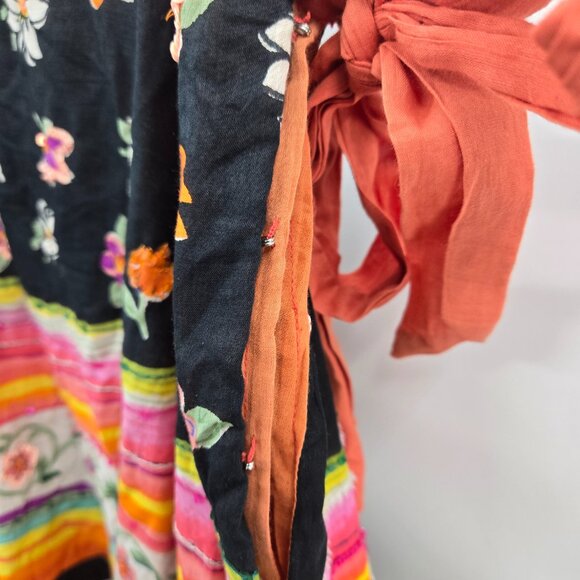 Jasmine Sports Multicolor Multipattern Boho Beaded 100% Cotton Maxi Skirt Medium - Picture 13 of 16